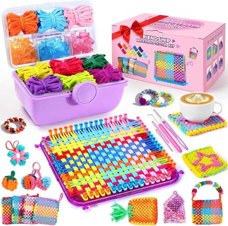 DoubleCare 478 Pcs Weaving Loom Kit with Portable Case, Perfect for Making Handbags, Potholder Maker, Bracelet for DIY Crafters & Makers, Complete Craft Kit with Hooks, Gift for Christmas, Birthday, Purple - Image 1